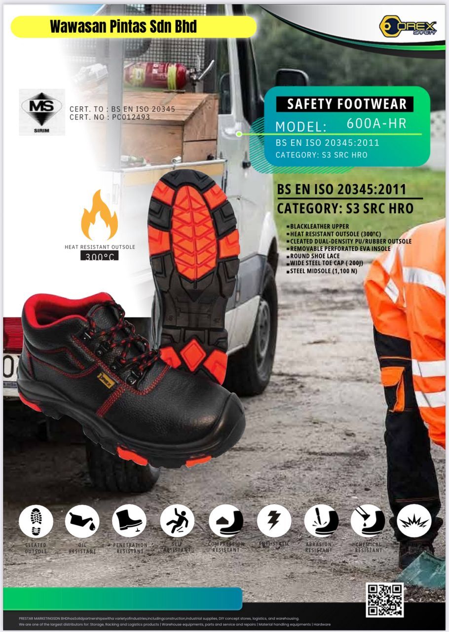 OREX SAFETY FOOWEAR MODEL 600A-HR / MID CUT / SIRIM & DOSH APPROVED / SAFETY SHOE