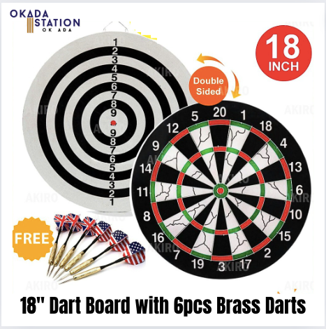 18" Dart Board Sport Game with 6pcs Brass Darts / DART BOARD