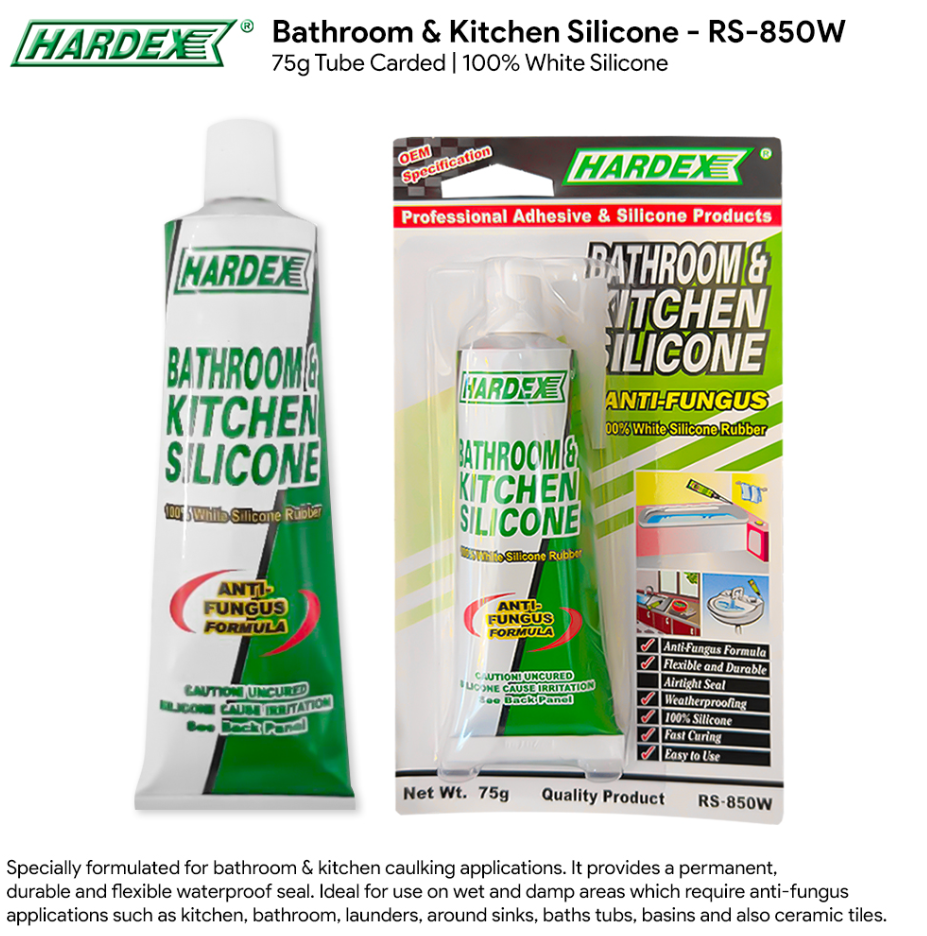 HARDEX BATHROOM & KICHEN ANTI-FUNGUS WHITE SILICONE RS-850W 75G