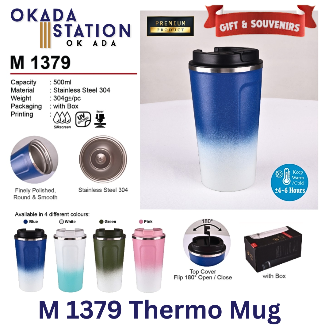 GIFT & SOUVENIRS: M 1379 THERMO MUG 500ML - WITHOUT & WITH LOGO PRINTING / M 1379 / THERMOS FLASK / THERMOS / STAINLESS STEEL / 500ML / M 1379