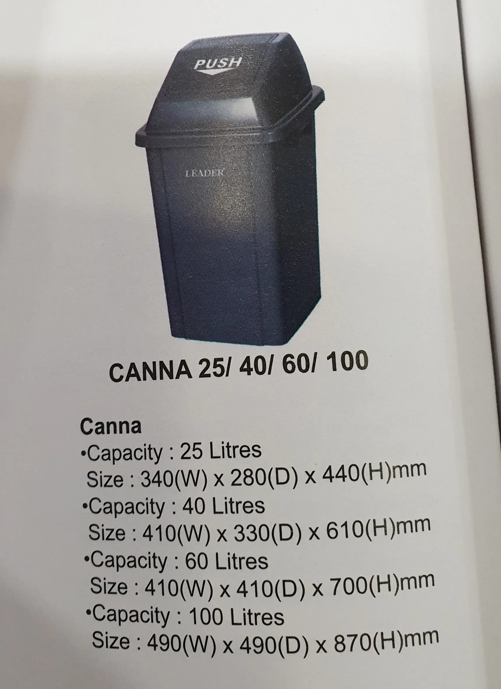 LEADER POLYETHYLENE BIN
