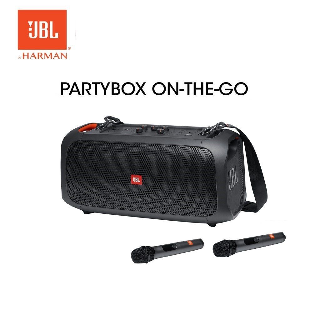 JBL PARTYBOX ON-THE-GO Portable party speaker with built-in lights (2x wireless mic)