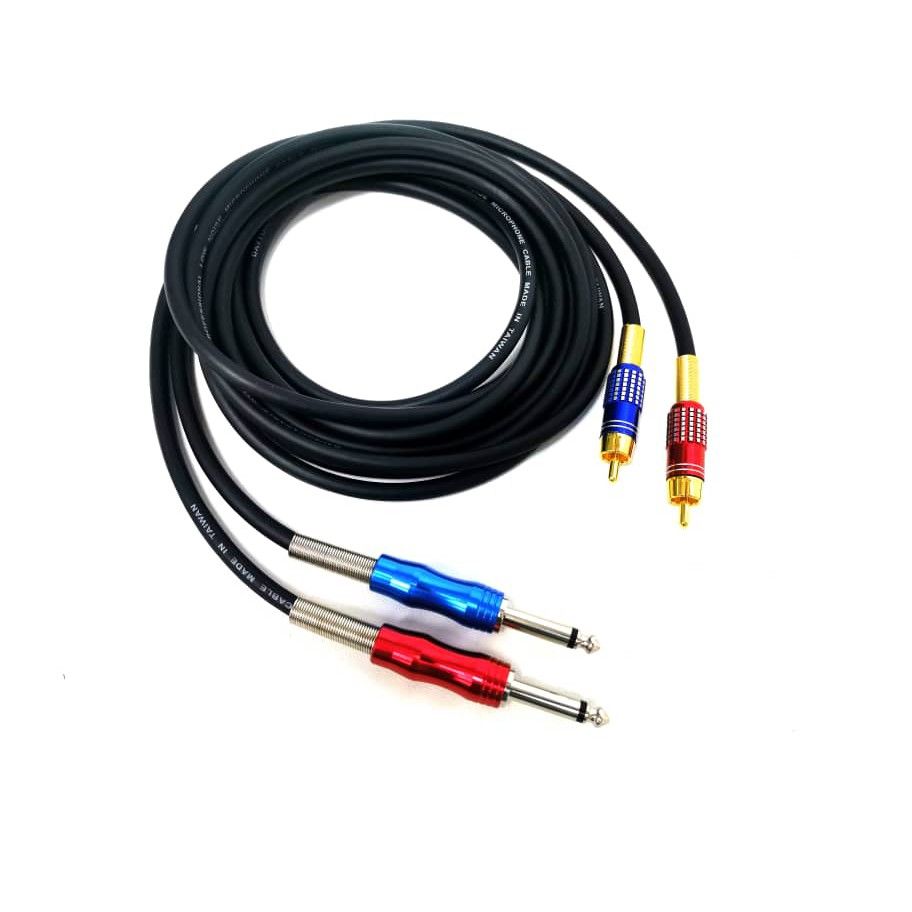 High Quality Dual RCA Male To Dual 6.35MM Mono Audio Cable (2 Meters)