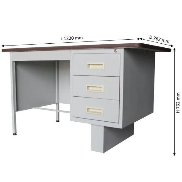 4ft Steel Desk 3 Dawer + 1 Tray / Meja besi 4 kaki