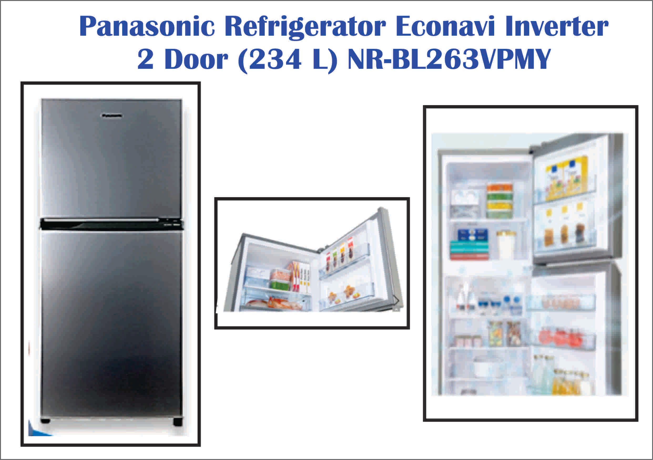 Ocha Panasonic Refrigerator Econavi Inverter 2 Door (234 L) NR-BL263VPMY-Klang valley only
