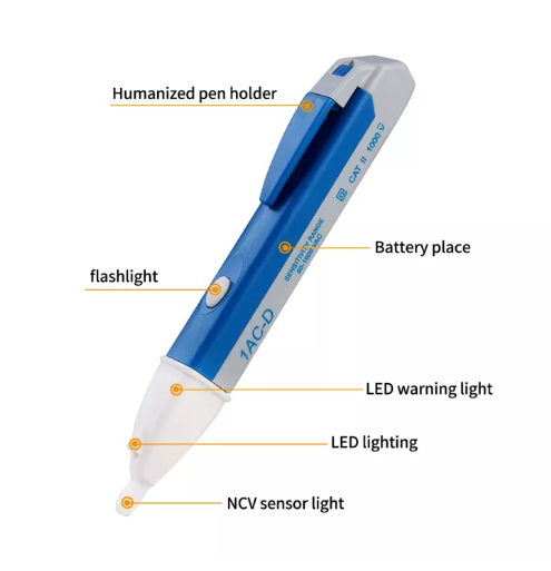 NON-CONTACT VOLTAGE DETECTOR TESTER WITH LED LIGHT & BUZZER AC ELECTRIC TEST PEN SENSOR TESTER90~1000VAC