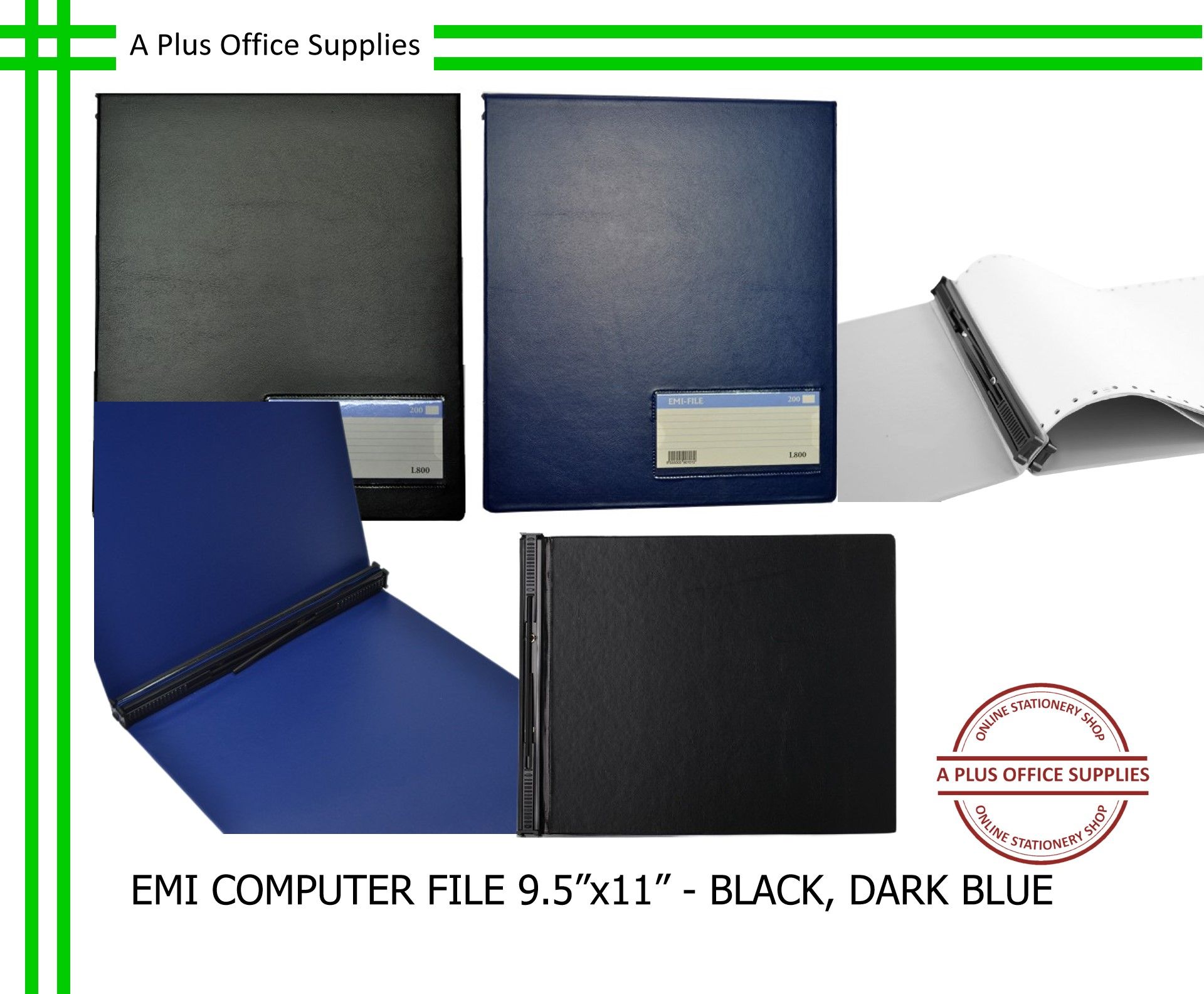 EMI Computer File 9.5"x11" - Black, Dark Blue