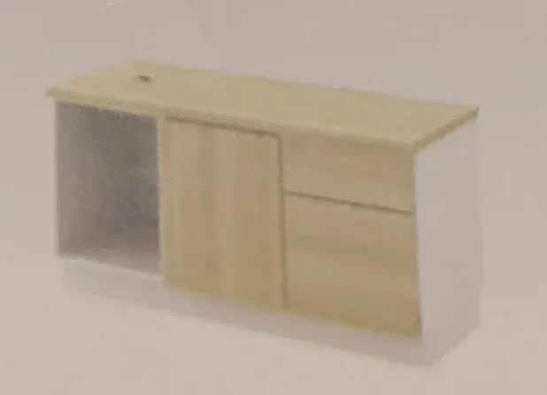 OPEN SHELF +SWINGING DOOR(R)+FIXED PEDESTAL 1D1F