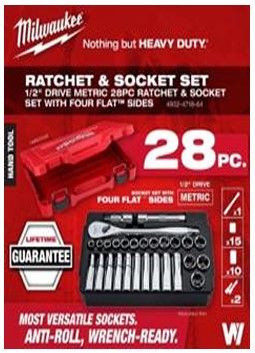 MILWAUKEE 1/2'' DRIVE METRIC 28PCS RACHET & SOCKET SET