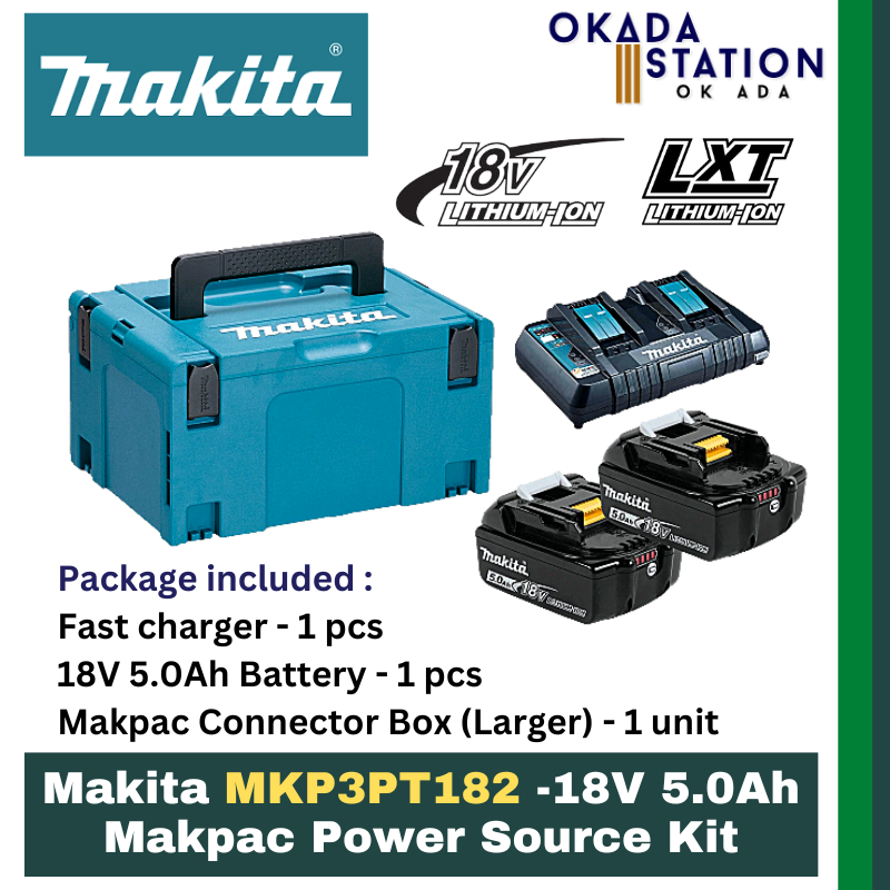 Makita MKP3PT182 - 18V 5.0Ah Makpac Power Source Kit / Starter Pack / Battery, Charger &Box / Power Source Kit / Source Kit / Combo Kit set