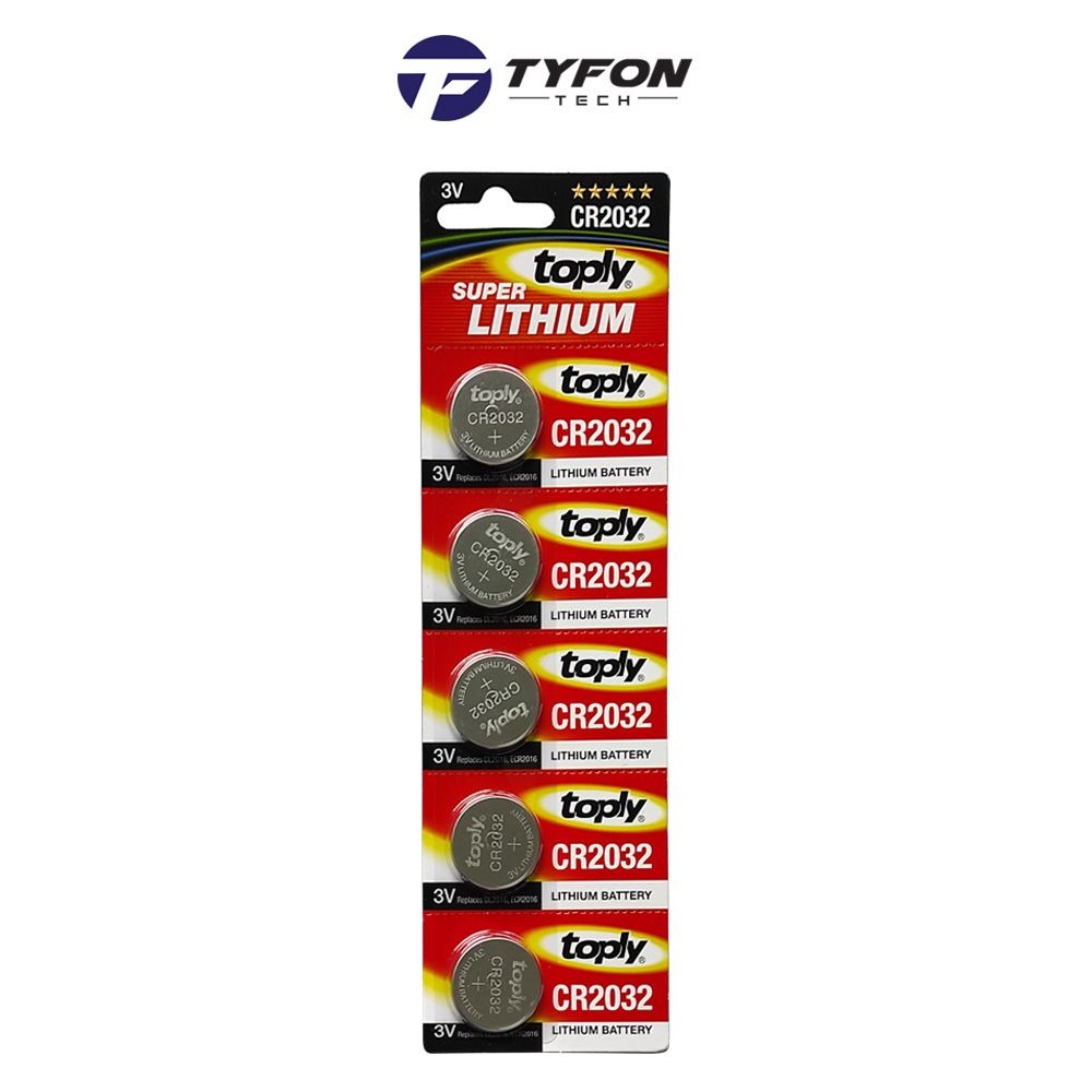 5pcs Toply Lithium 3V CMOS 220mAh Li-ion Button Cell Battery (CR2032)
