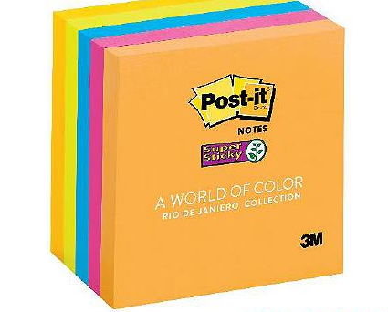 3M POST-IT PAD 654 SUPER STICKY 3 x 3 INCH 5s CUBE RIO 3M-654-5SSUC