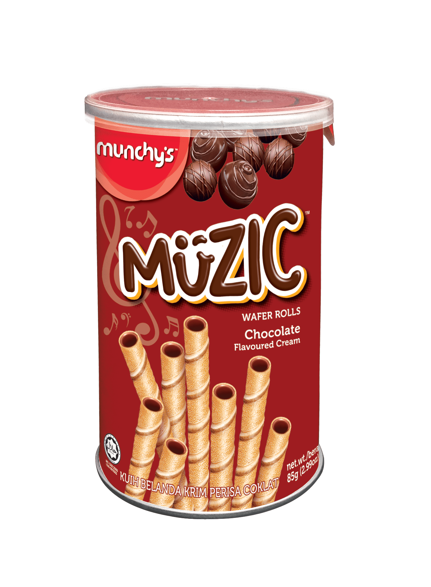 Muzic Wafer Rolls Chocolate 85 g x 36