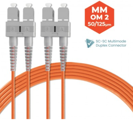 SC-SC 50/125 OM2 MULTIMODE DUPLEX FIBER OPTIC PATCH CABLE 1M 3M 5M 10M