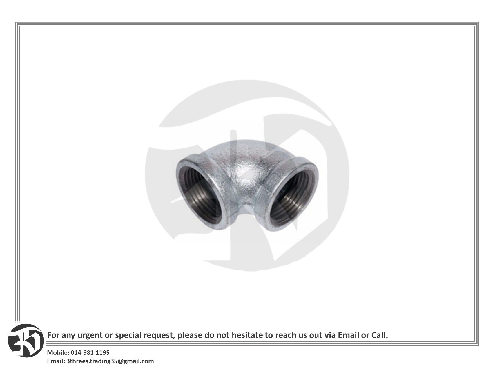 Galvanized Iron (GI) Equal Elbow 32mm / 1 1/4"