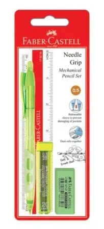 Faber-Castell Mechanical Pencil Needle Grip 0.5mm+ Lead+Ruler+Eraser (134001)