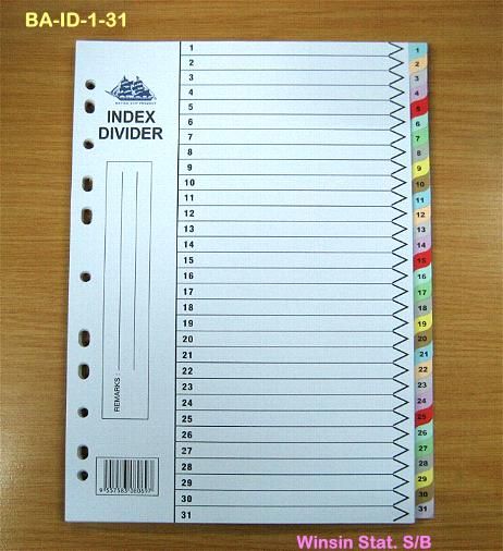 INDEX DIVIDER SHIP 1 - 31 COLOUR