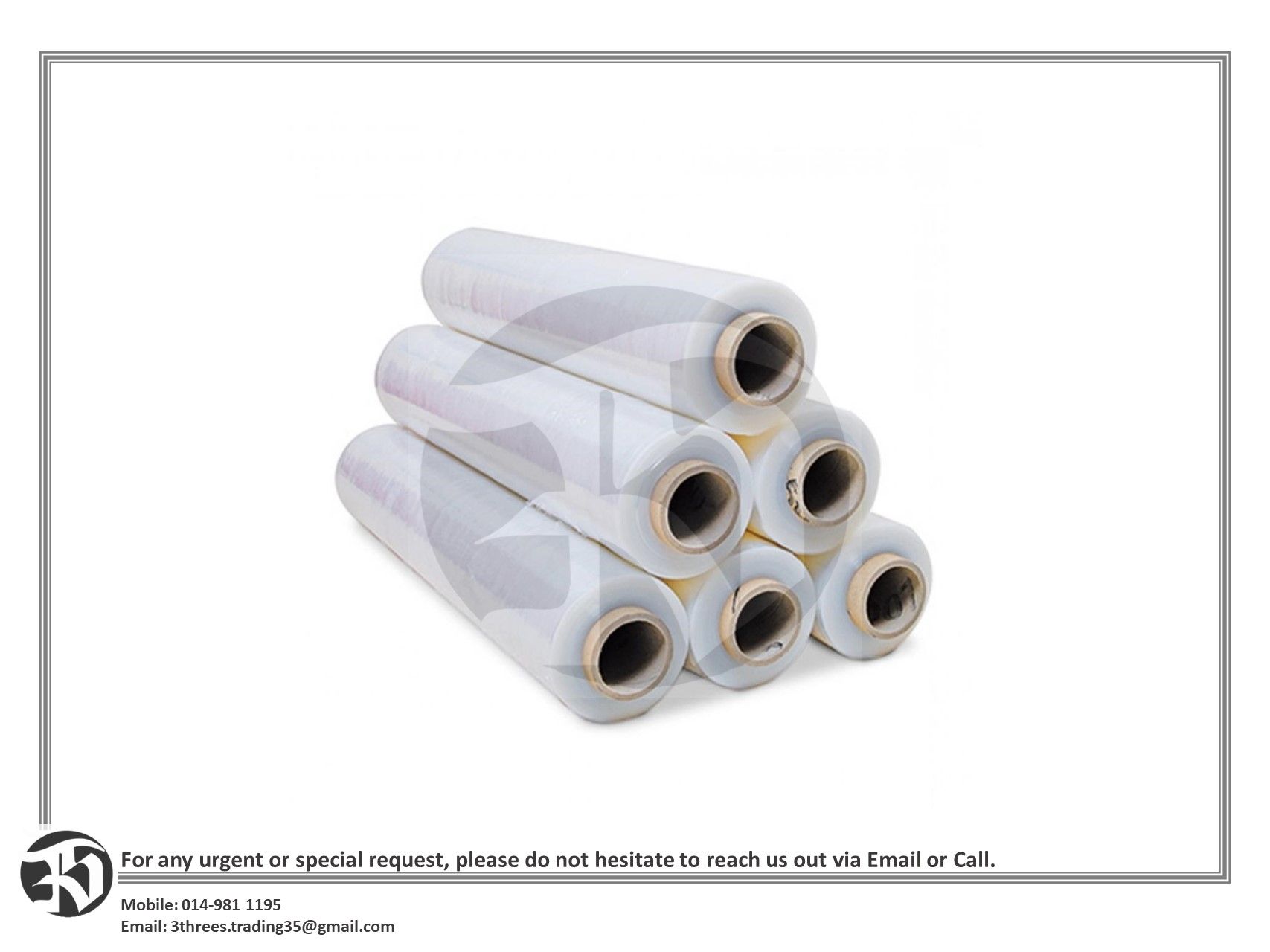 Heavy Duty Wrapping Plastic / Stretch Film (6 Rolls/Box) 500mm 2.2kg 0.2kg core