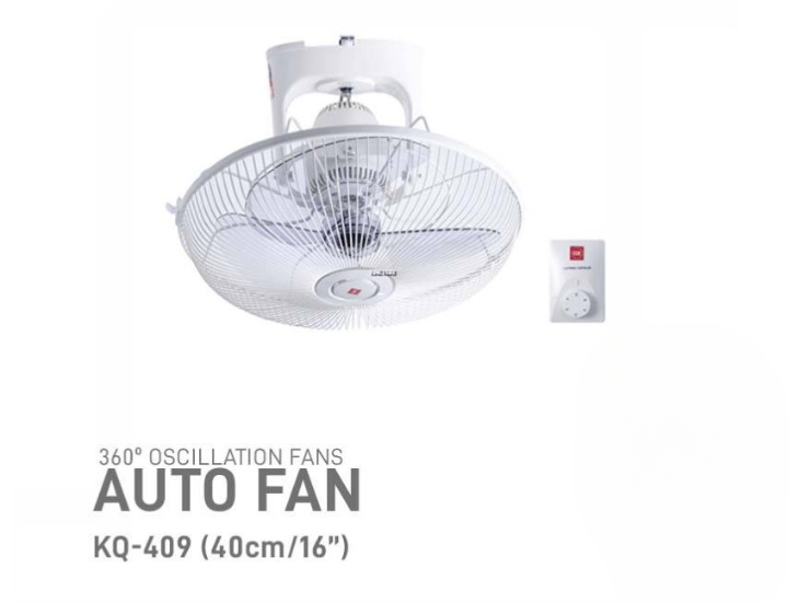 KDK KQ409 16" 3 BLADE OSCILLATION AUTO FAN REMOTE CONTROL TYPE WHITE