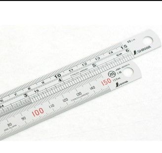 SHINWA STAINLESS STEEL RULE ROUNDED END (METRIC)