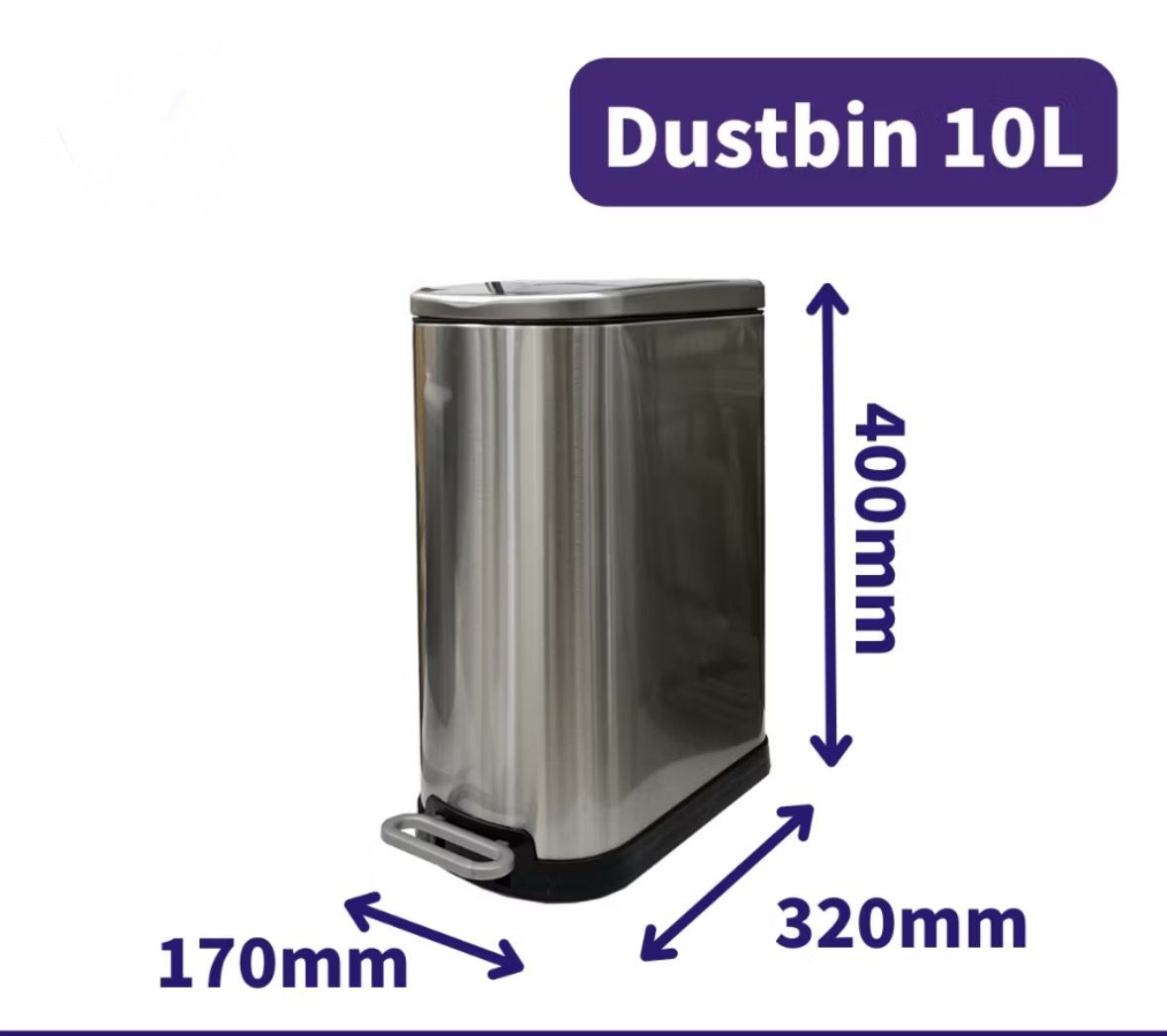 Dustbin Stainless Steel StepBin 10L
