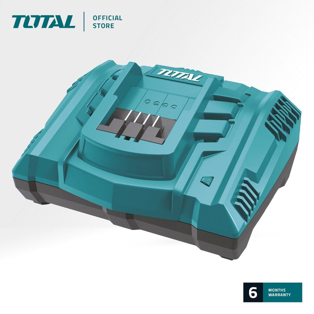 TOTAL TFCLI2003 FAST INTELLIGENT CHARGER (FITS ALL TOTAL P20S 20V CORDLESS POWER TOOLS. 4000MA: FOR 2.0AH IN 30 MINS 4.0AH BATTERY IN 1 HOUR.)