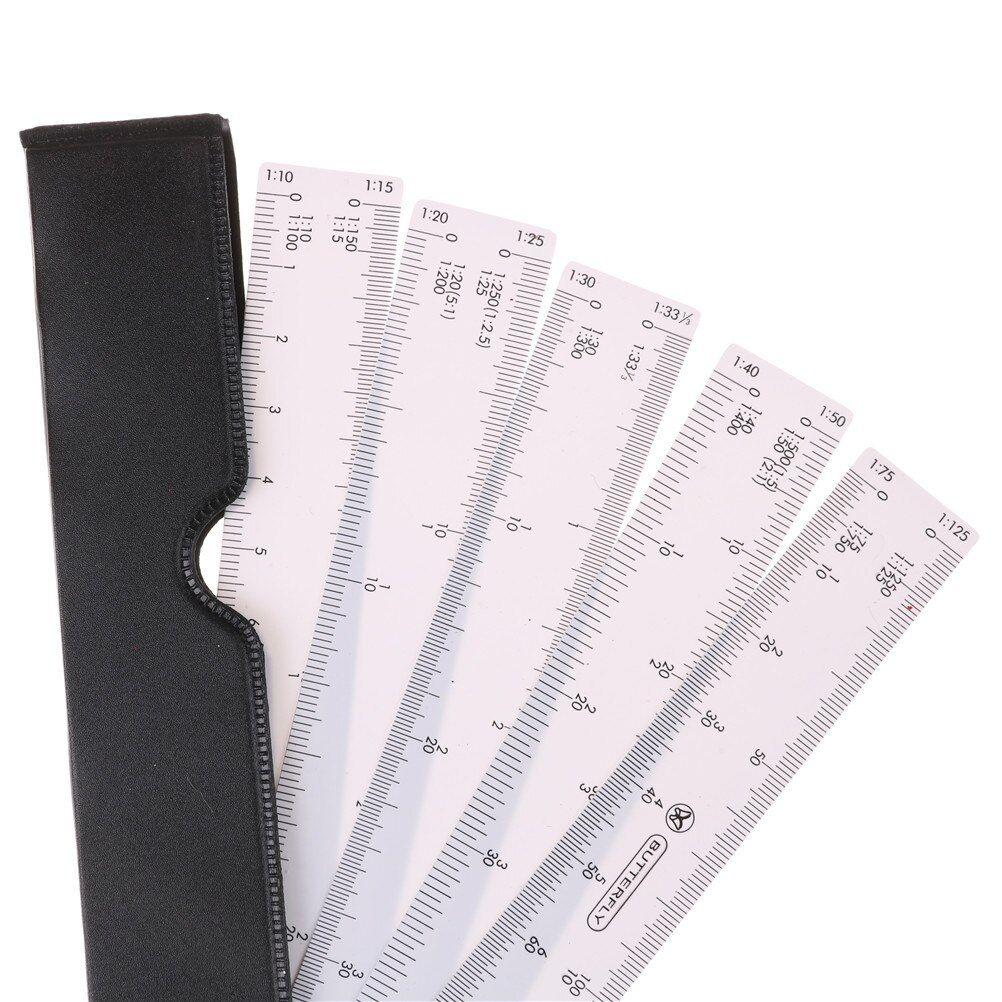QP FAN SHAPE STYLE SCALE RULER 5 IN 1