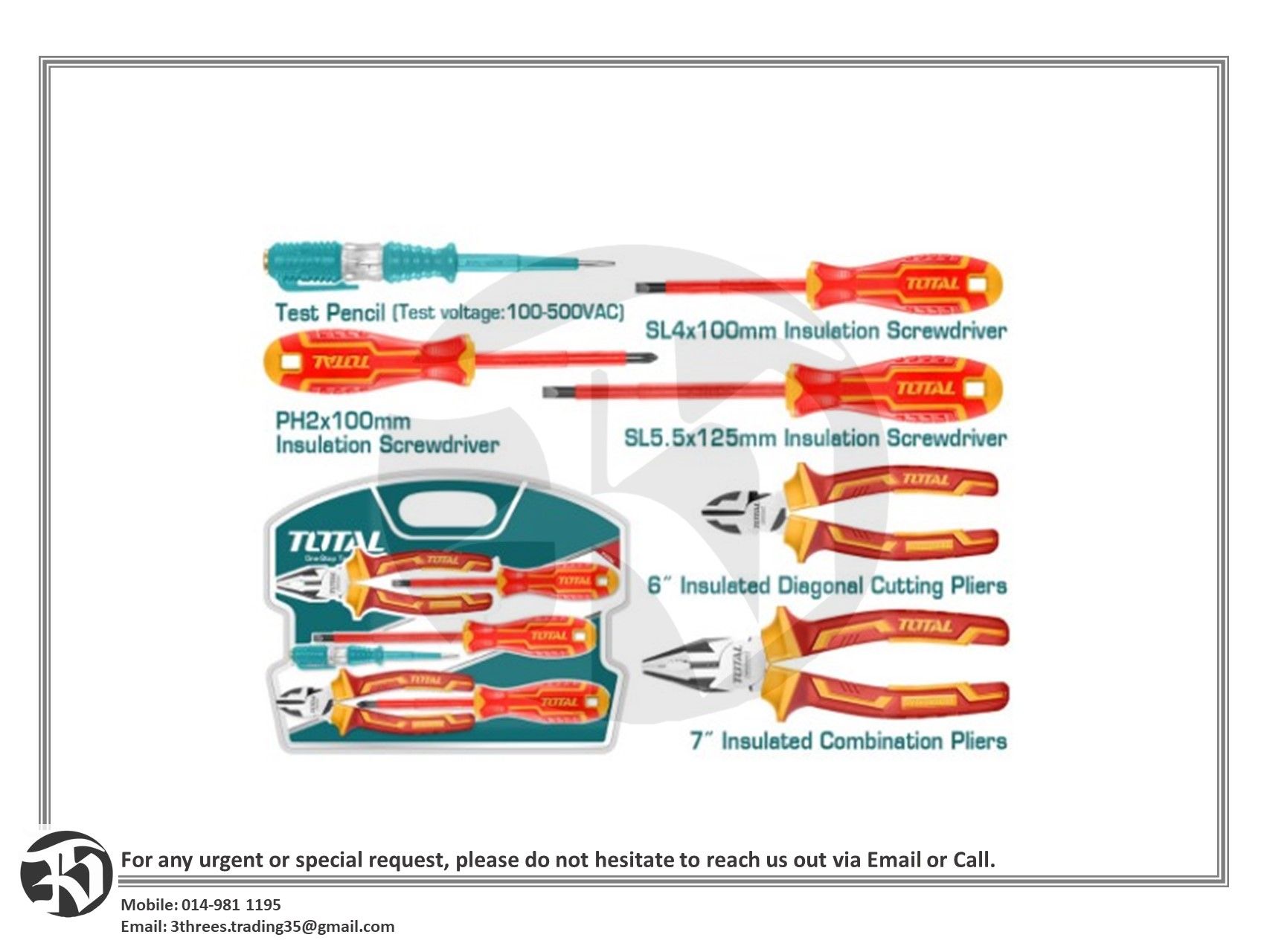 TOTAL Insulated Hand Tools Set (7 Pcs) THKIST3062