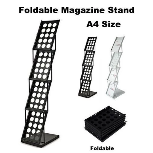 Foldable A4 Size Magazine Newspaper Leaflet Brochures Display Rack