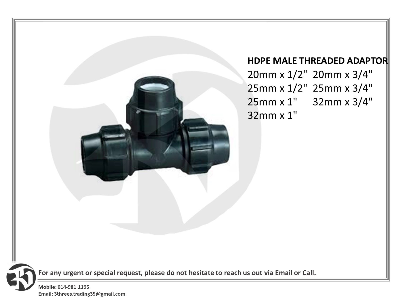 HDPE MALE TEE