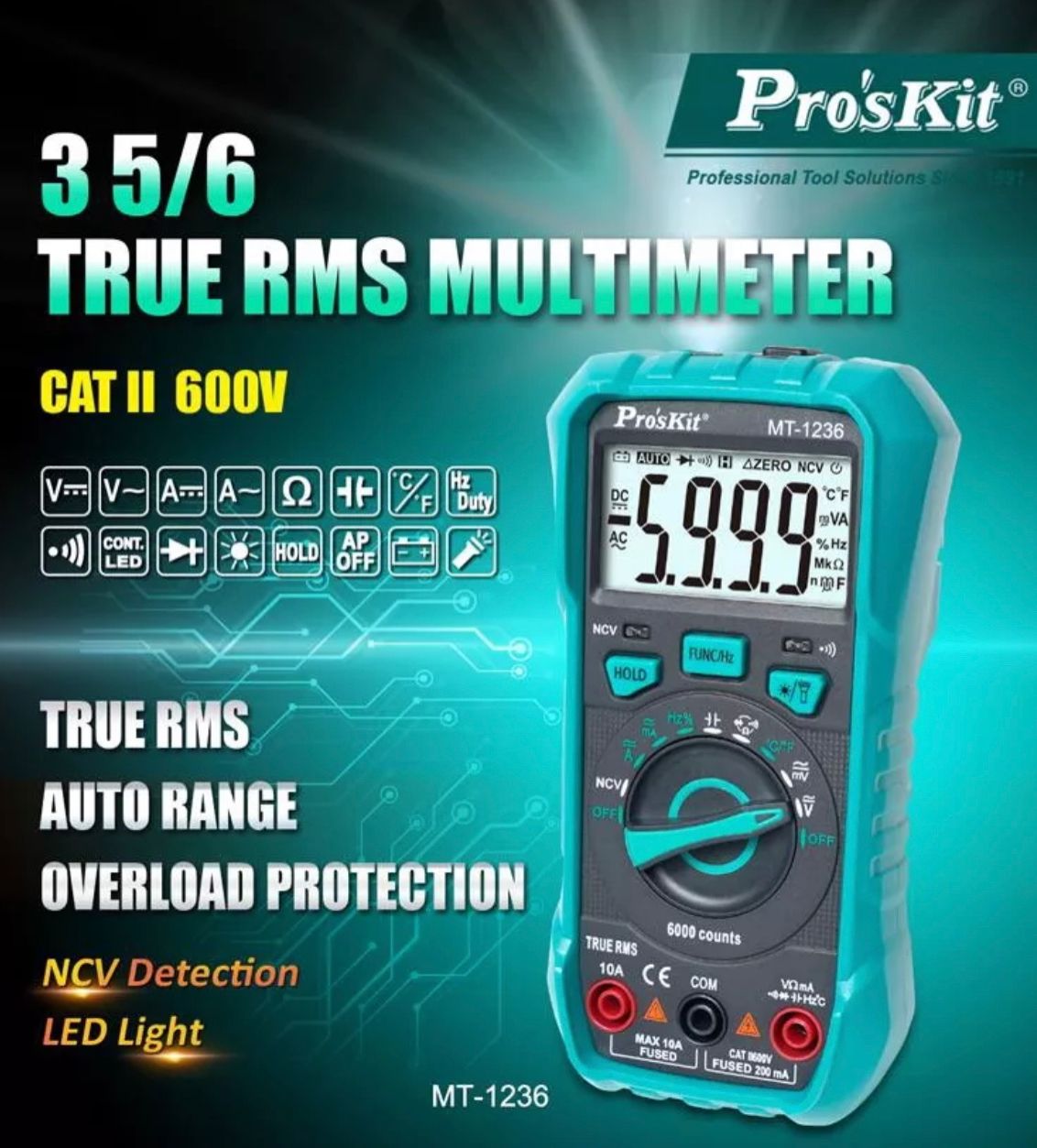 Proskit Pro'sKit MT-1236 3⅚ True-RMS Digital Multimeter
