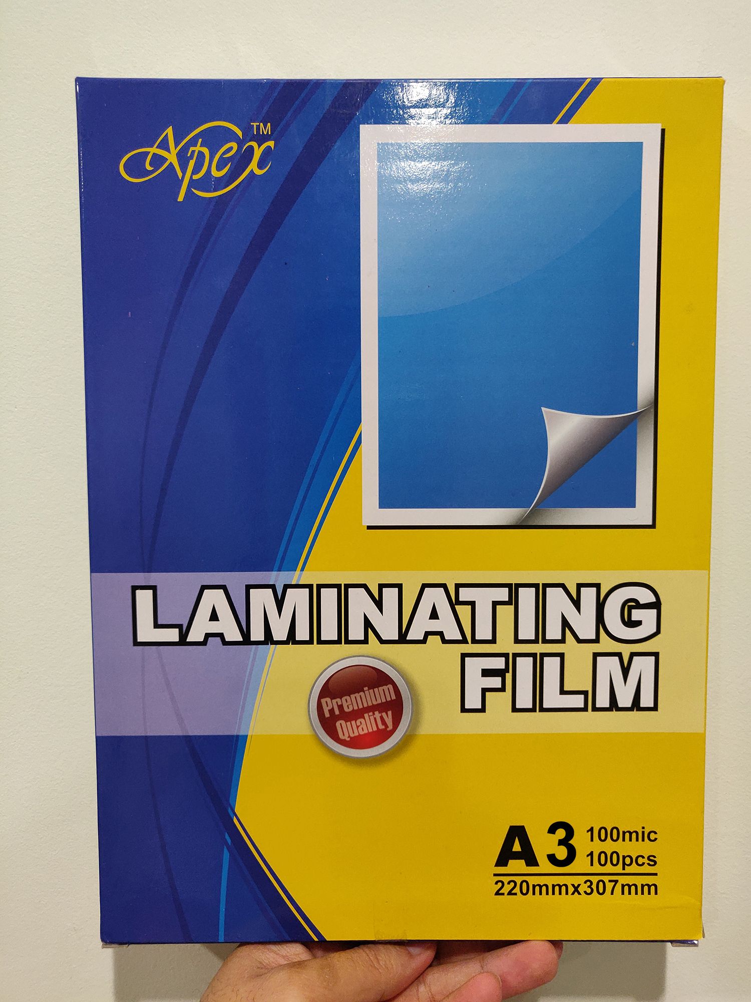 APEX A3 Laminating Film 100 Micron 100pcs 307mmx430mm Premium Quality