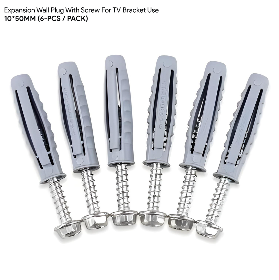 RANDOM EXPANSION WALL PLUG MASONRY WITH SCREW FOR TV BRACKET USE (6-PCS/PACK) RANDOM