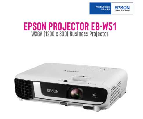 Epson Projector EB-W51 with WXGA Resolution (1200 x 800 ), 4000 Lumens, 12,000 Hours Lamp Life in Eco Mode