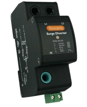 Isolated Surge Diverter, 2 pole, 40kA, 275VAC - 230VAC nominal, 350VDC, Alarm contact IDD2-40-275