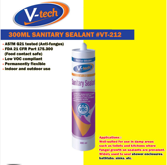 V-TECH -212 SANITARY SEALANT SILICONE (ANTI FUNGUS)