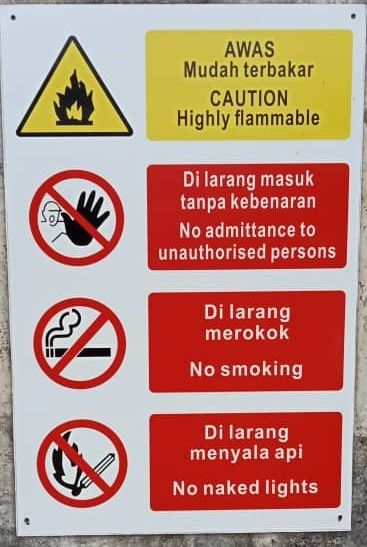 鈥淐aution - Highly Flammable" Signage