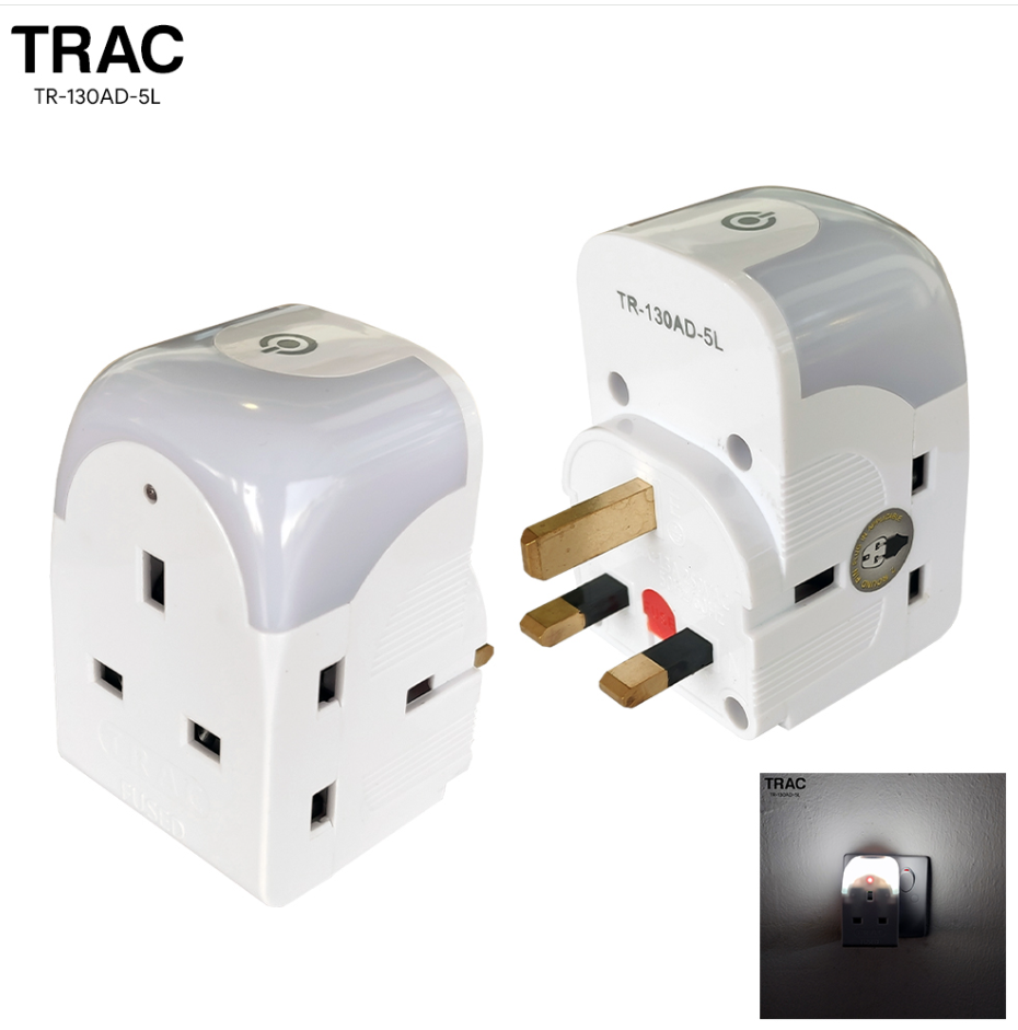 TRAC 3-WAY ADAPTOR WITH DIMMABLE NIGHT LAMP (TR-130AD-5L)