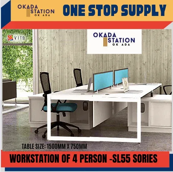 WORKSTATION SET CLUSTER OF 4 (WITHOUT CHAIR) -( 18-PYR-4 ) / WORKSTATION / 18-SYSTEM / CLUSTER OF 4 / 18-PYR-4 / TABLE TOP PANEL / OFFICE TABLE / 4 SEAT / OFFICE TABLE WITH PARTITION