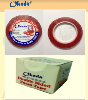 DOUBLE SIDED ACRYLIC FOAM TAPE (10mm)(20mm) (lenght 5m) / Okada / Acrylic / Foam Tape / Adhesive Tape / Double Sided Tape / Double Sides Acrylic Foam Tape / Okada Acrylic Tape / 10mm / 20mm