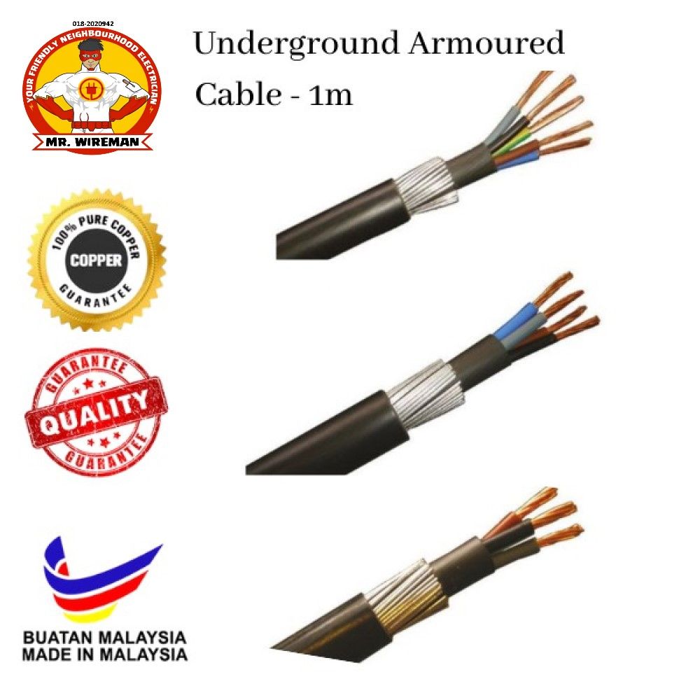 1.5mm x 4C Armoured Cable / Underground Cable 100% Pure Copper