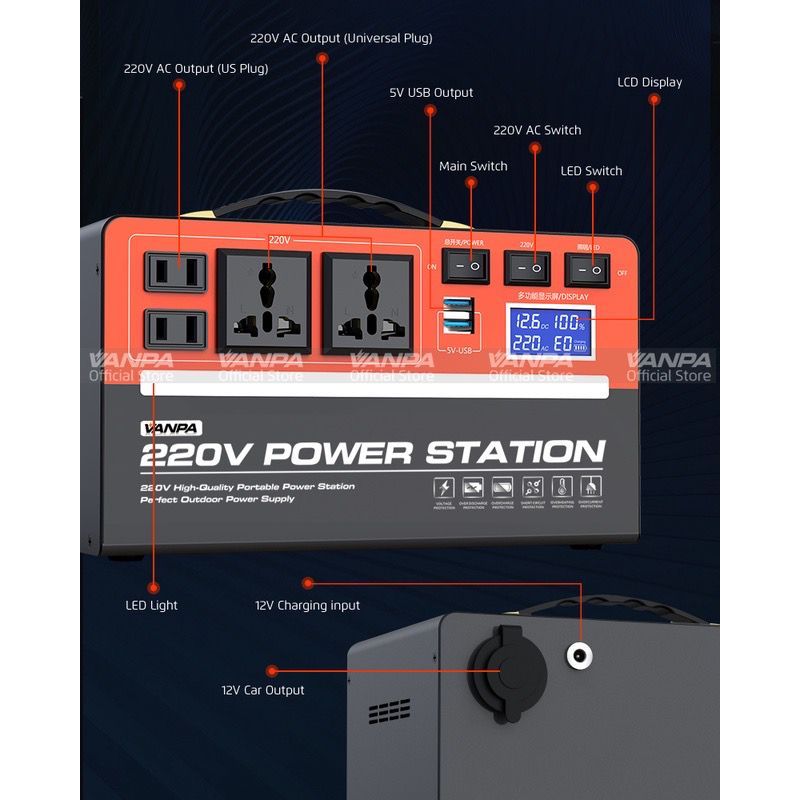 Genuine Malaysia - VANPA Portable Power Station 300W(150AH) AC 220V Output Emergency Backup Powerbank