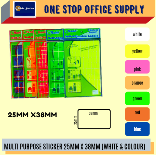 MULIT PURPOSE LABEL 25MM X 38MM -ALL COLOUR / Sticker Label / Colour Label / Colour Sticker / Label / Multipurpose Label