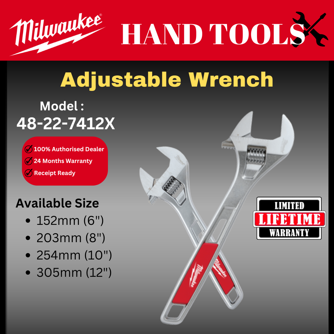 Milwaukee Spanner / Milwaukee Wrenches / Milwaukee Adjustable Wrench / 6" 8" 10" 12"