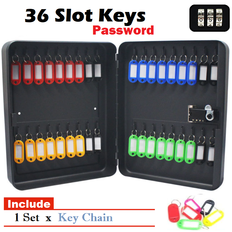 36 Keys Metal Wall Mount Key Box With 4 Digit Safe Password Security Storage Box