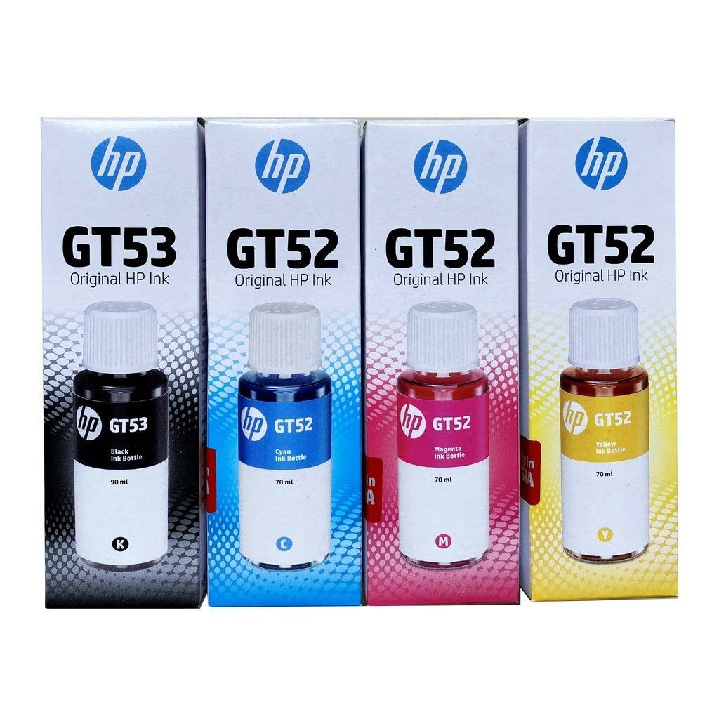 HP GT53 ORIGINAL BLACK INK REFILL 90ML,HP GT52 ORIGINAL CYAN INK REFILL 70ML, HP GT52 ORIGINAL MAGENTA INK REFILL 70ML, HP GT52 ORIGINAL YELLOW INK REFILL 70ML,