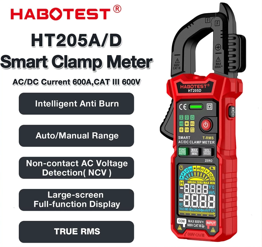 HABOTEST HT205A & HT205B INRUSH CLAMP METER 600A TRUE RMS AC/DC CURRENT