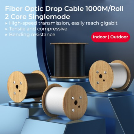 2 CORE FIBER DROP CABLE INDOOR OUTDOOR 1000 METER