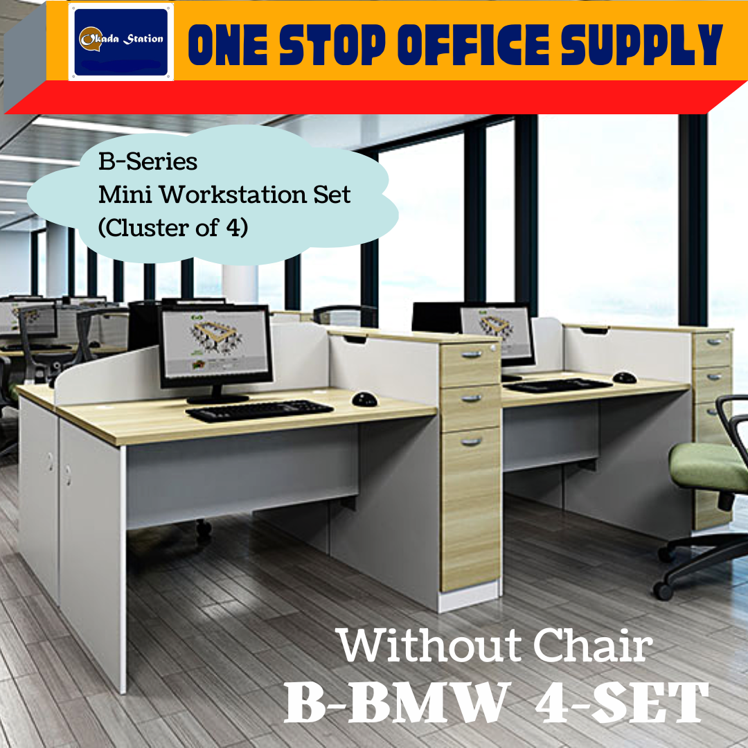 VS WORKSTATION SET CLUSTER OF 4 (B-BMW 4-SET) / WORKSTATION / WORKSTATION SET / B-SERIES / B-SERIES WORKSTATION / OFFICE TABLE SET / CLUSTER OF 4 / 4 SEAT / INCLUDED SIDE 2 DRAWER / TABLE SIDE DRAWER