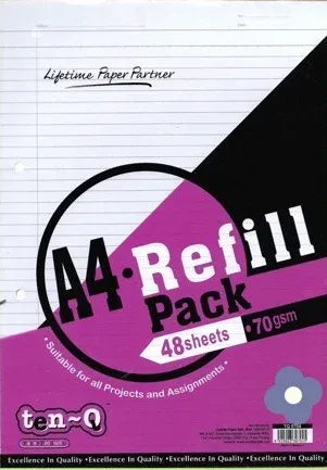 TEN-Q A4 REFILL PACK 48SHEETS 70GSM